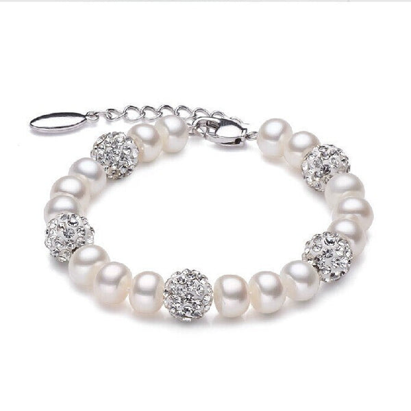 Metallic Elegance Pearl Bracelet