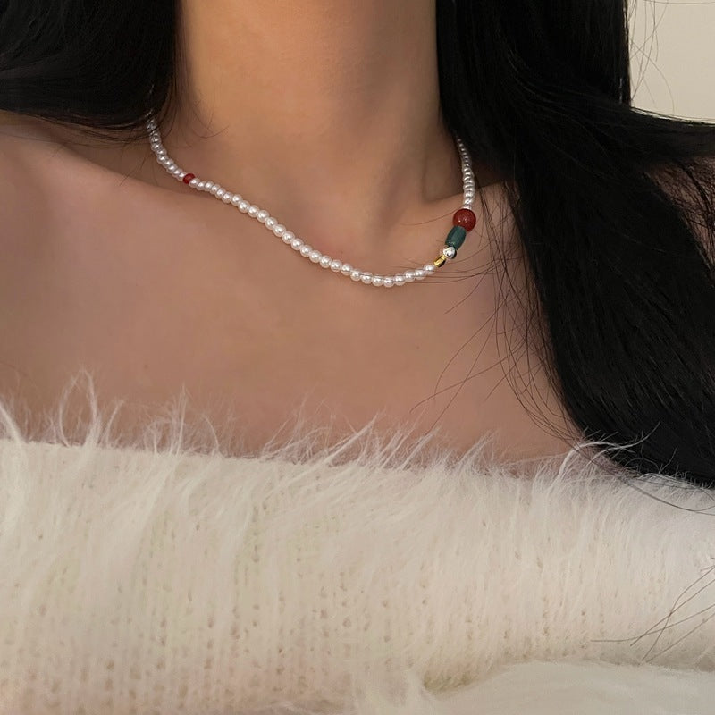 Red And Green Pearl Necklace