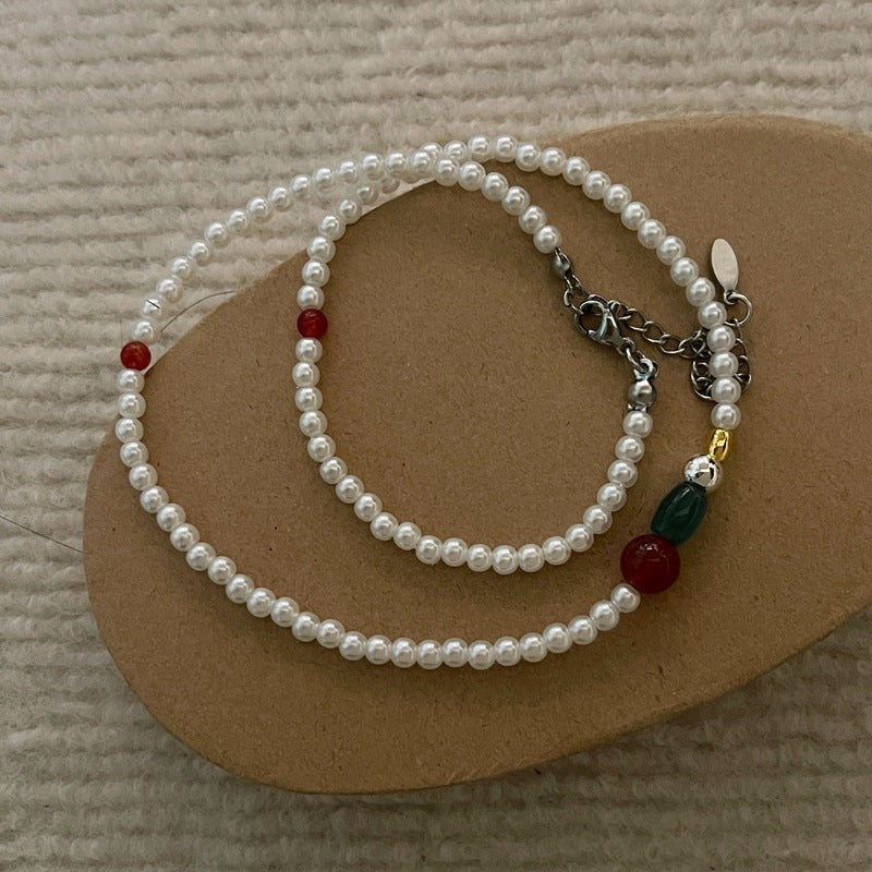 Red And Green Pearl Necklace